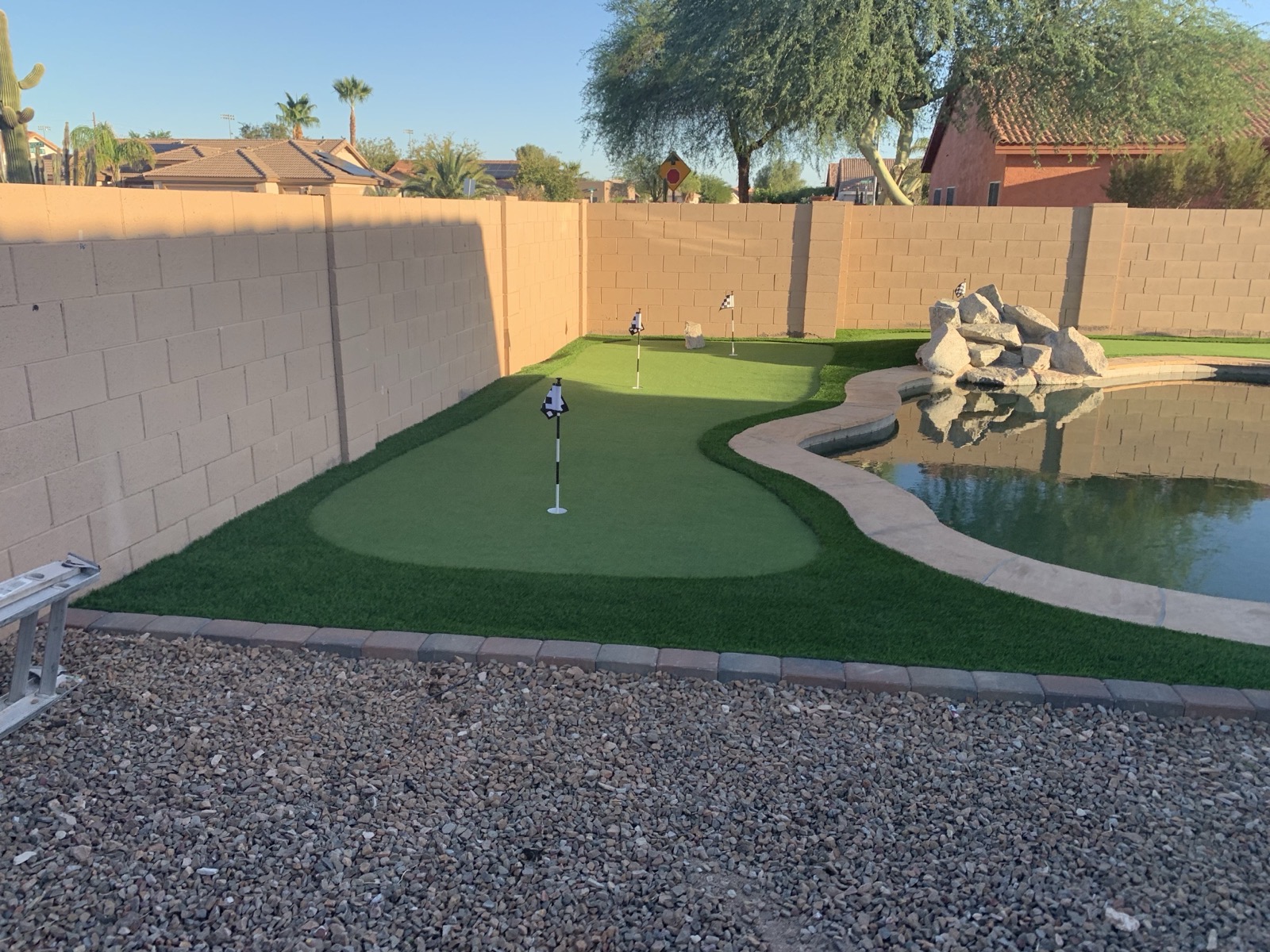 Backyard putting green install on an Arizona job site by Green Forever Arizona