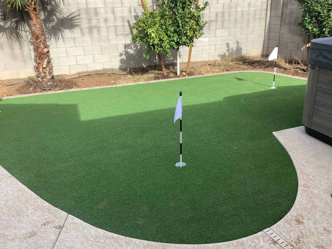 Backyard putting green install on an Arizona job site by Green Forever Arizona