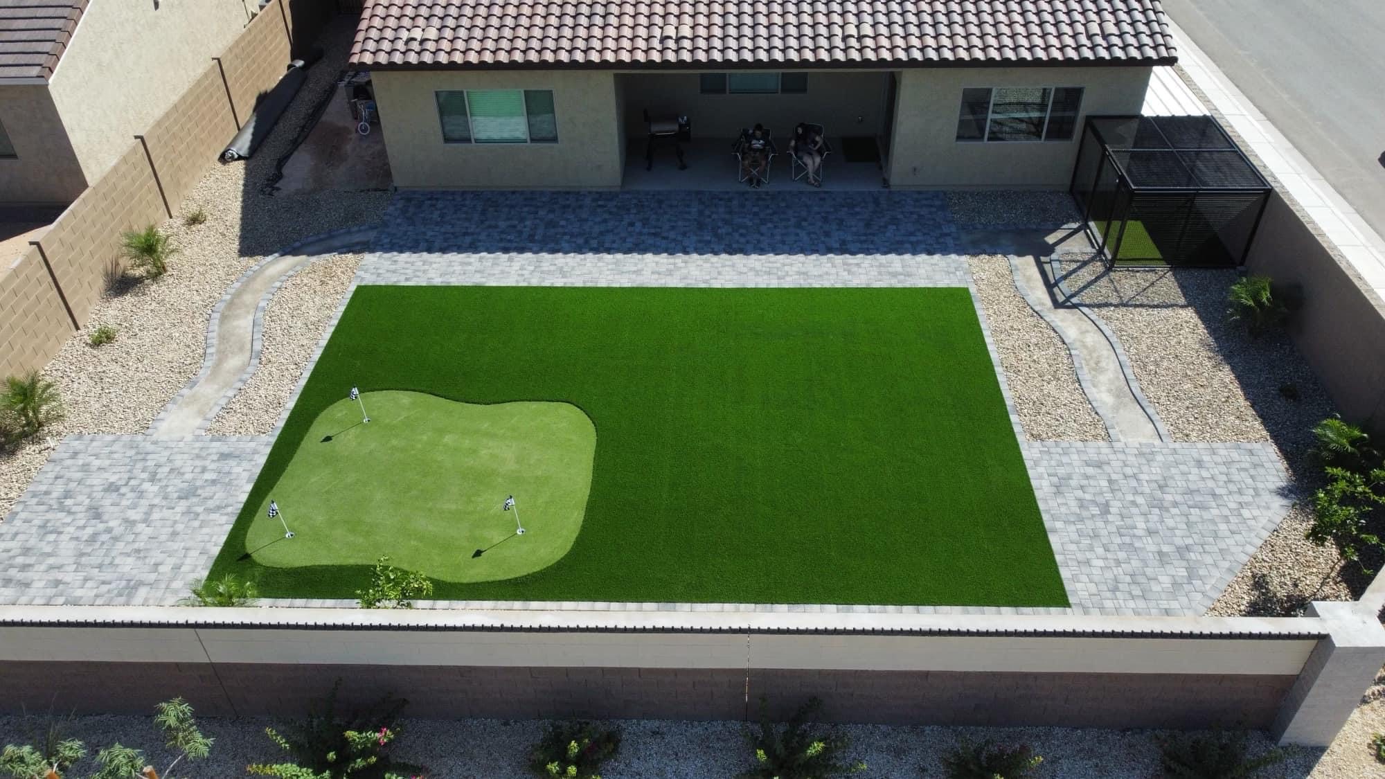 Backyard putting green install on an Arizona job site by Green Forever Arizona