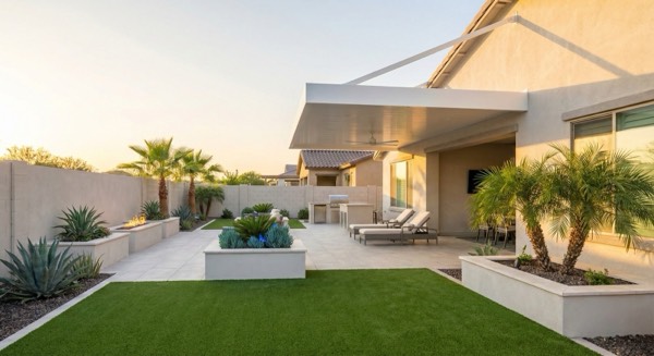 Patio cover and outdoor living installation in Arizona by Green Forever Arizona